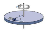 Chapter 11, Problem 58P, A massless spring with constant k is mounted on a turntable of rotational inertia I, as shown in 