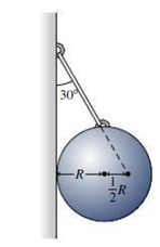 Chapter 12, Problem 26P, A uniform sphere of radius R is supported by a rope attached to a vertical wall, as shown in Fig. 
