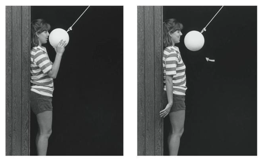 Chapter 7.3, Problem 7.3GI, A bowling ball is tied to the end of a long rope and suspended from the ceiling. A student stands at 