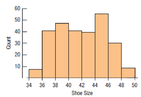 Chapter 2, Problem 20E, Shoe sizes II For the shoe sizes in Exercise 16, what might be the problem with either the mean or 