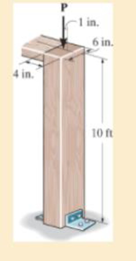 Chapter 13, Problem 13.128RP, The wood column has a thickness of 4 in. and a width of 6 in. Using the NFPA equations of Sec.13.6 