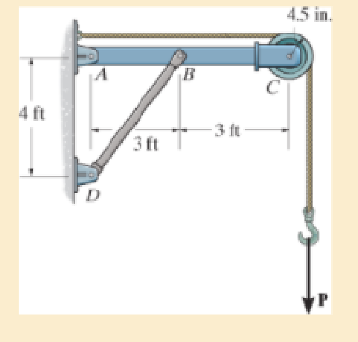 Chapter 13, Problem 13.132RP, If the A-36 steel solid circular rod BD has a diameter of 2 in., determine the allowable maximum 