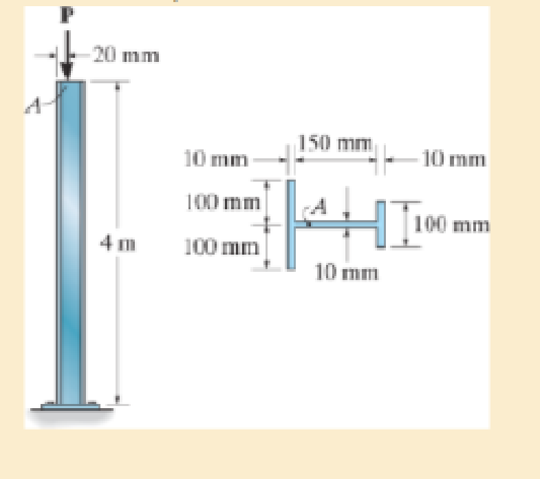 Chapter 13, Problem 13.136RP, The wide-flange A992 steel column has the cross section shown. If it is fixed at the bottom and free 