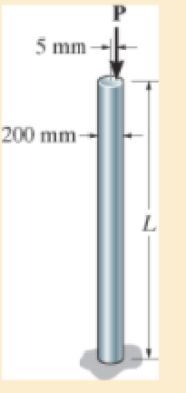 Chapter 13.5, Problem 13.72P, The aluminum rod is fixed at its base and free and at its top. If the length of the rod is L = 2 m. 
