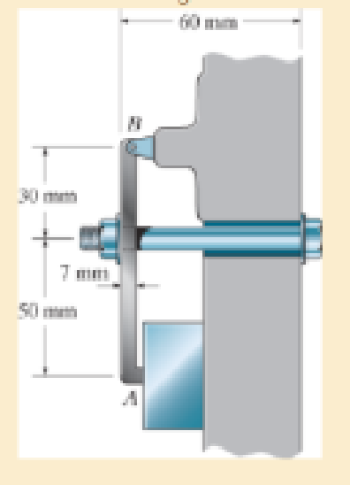Chapter 14.2, Problem 14.22P, The bolt has a diameter of 10 mm, and the arm AB has a rectangular cross section that is 12 mm wide 