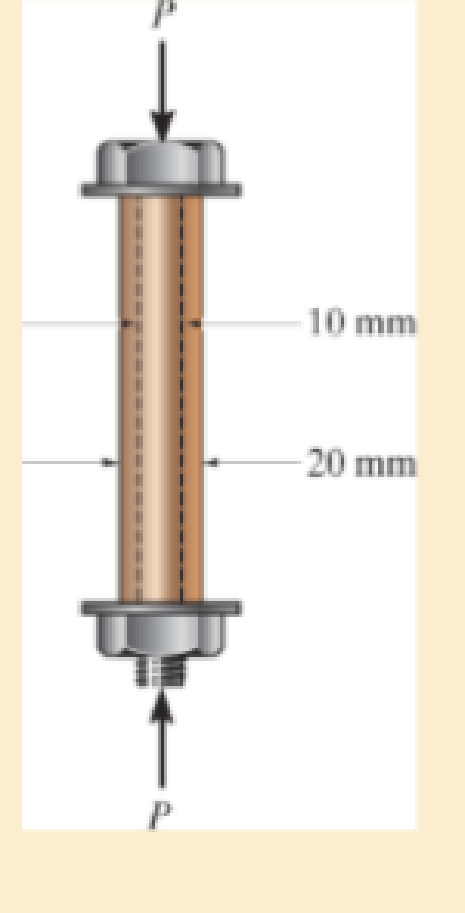 Chapter 4.5, Problem 4.42P, The 10-mm-diameter steel bolt is surrounded by a bronze sleeve. The outer diameter of this sleeve is 