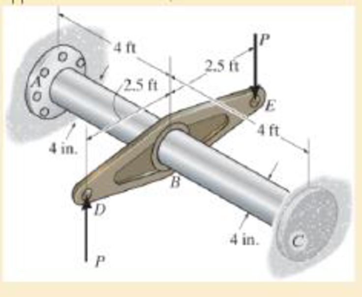 Chapter 5, Problem 5.6RP, If couple forces P = 3 kip are applied to the lever arm, determine the maximum shear stress 