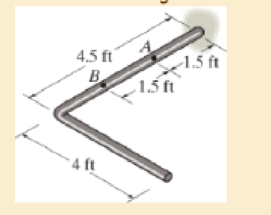 Chapter 5.3, Problem 5.18P, The rod has a diameter of 1 in. and a weight of 15 1b/ ft. Determine the maximum torsional stress in 