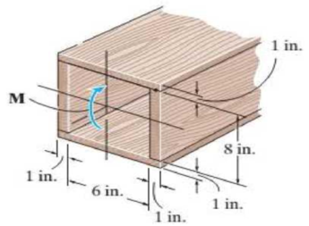 Chapter 11.4, Problem 50P, The beam is constructed from four pieces of wood, glued together as shown. If M = 10 kip  ft. 
