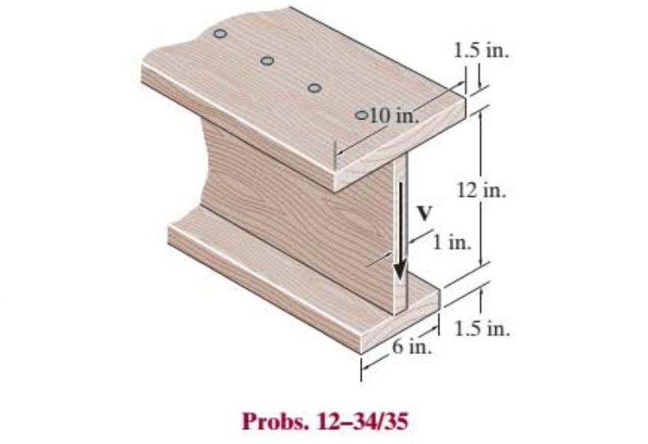 Chapter 12.3, Problem 35P, The beam is constructed from three boards. Determine the maximum shear V that it can support if the 