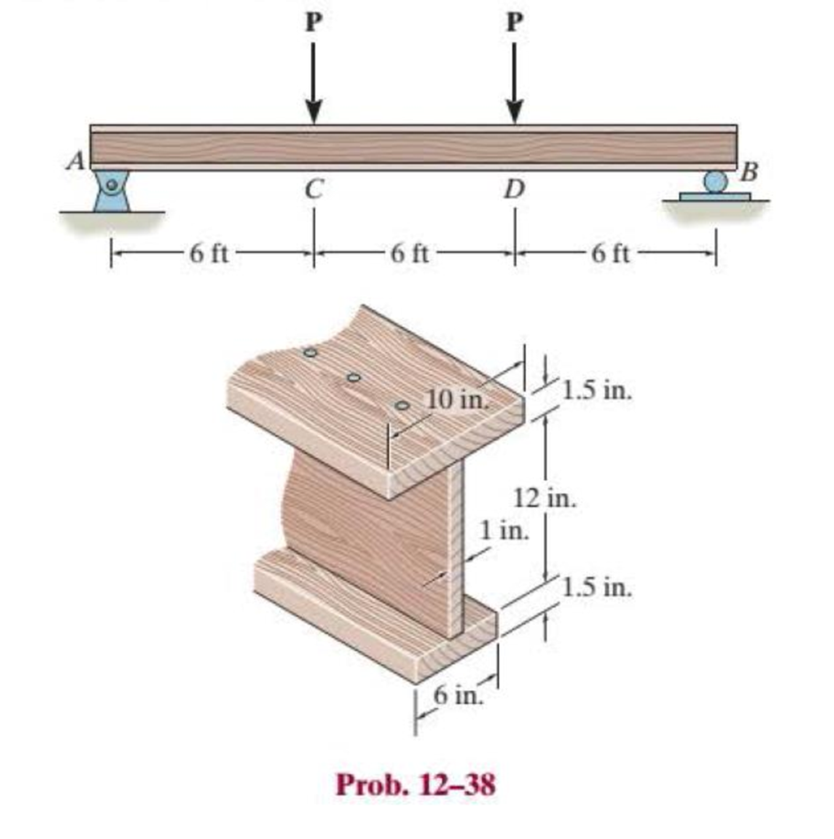 Chapter 12.3, Problem 38P, The beam is constructed from three boards. Determine the maximum loads P that it can support if the 