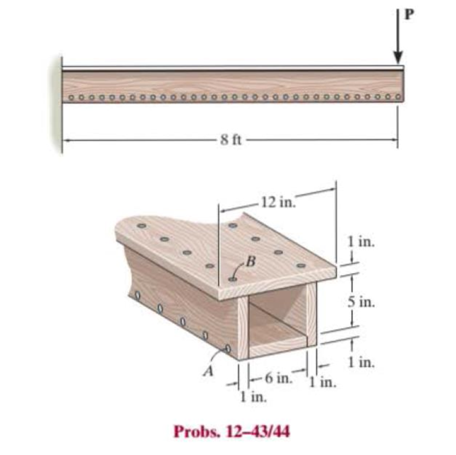Chapter 12.3, Problem 44P, The box beam is constructed from four boards that are fastened together using nails spaced along the 