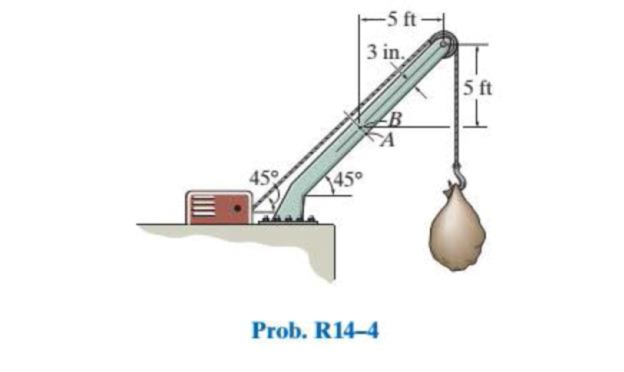 Chapter 14, Problem 4RP, The crane is used to support the 350-lb load. Determine the principal stresses acting in the boom at 