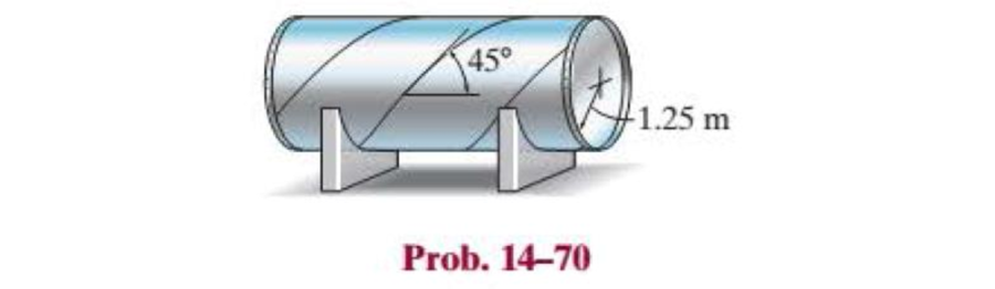 Chapter 14.4, Problem 70P, The cylindrical pressure vessel has an inner radius of 1.25 m and a wall thickness of 15 mm. It is 