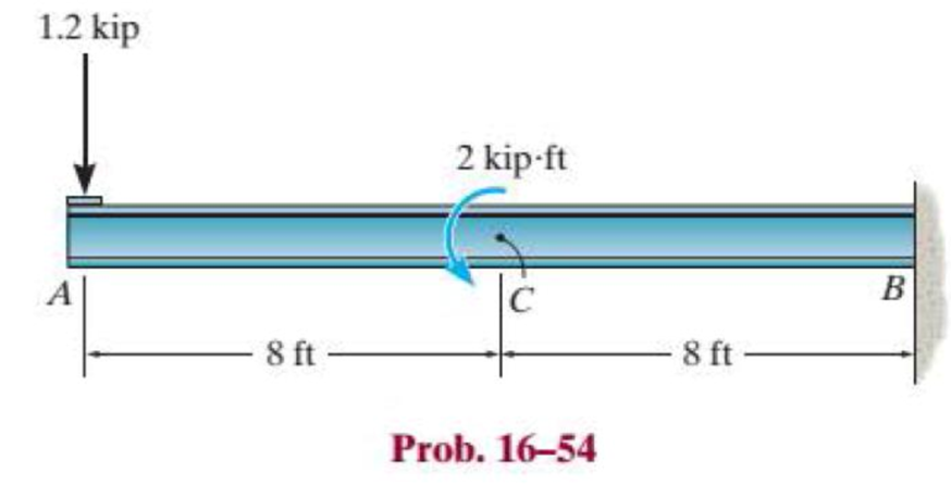Chapter 16.4, Problem 54P, The W8  48 cantilevered beam is made of A-36 steel and is subjected to the loading shown. Determine 