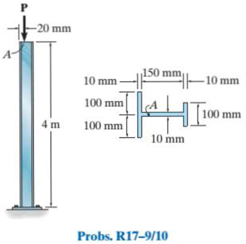 Chapter 17, Problem 9RP, The wide-flange A992 steel column has the cross section shown. If it is fixed at the bottom and free 