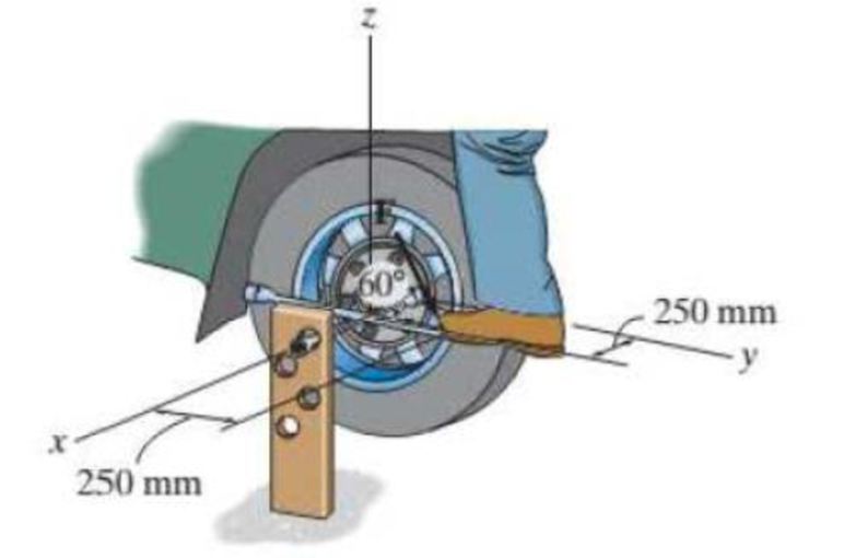 Chapter 3.5, Problem 46P, The board is used to hold the end of the cross lug wrench in the position shown. If a torque of 30 N 