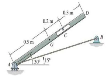 Chapter 4.4, Problem 5FP, The 25-kg bar has a center of mass at G. If it is supported by a smooth peg at C, a roller at A, and 