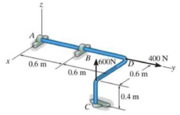 Chapter 4.6, Problem 9FP, The rod is supported by smooth journal bearings at A, B, and C. Determine the reactions at these 