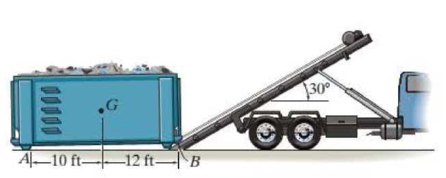 Chapter 4.8, Problem 45P, The winch on the truck is used to hoist the garbage bin onto the bed of the truck. If the loaded bin 