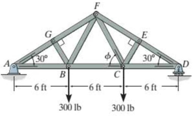 Chapter 5.4, Problem 10FP, Determine the force in members EF, CF, and BC of the truss and state if the members are in tension 