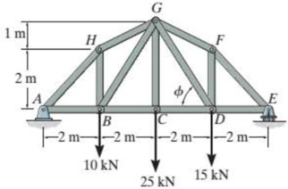 Chapter 5.4, Problem 11FP, Determine the force in members GF, GD, and CD of the truss and state if the members are in tension 