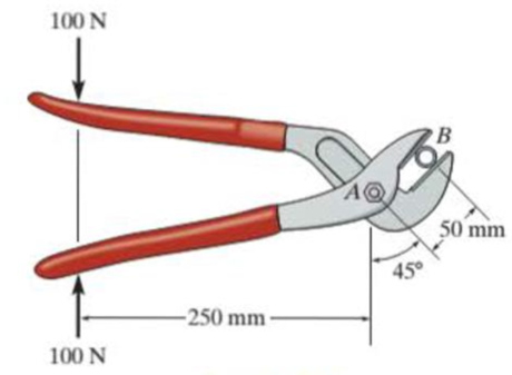 Chapter 5.5, Problem 15FP, If a 100-N force is applied to the handles of the pliers, determine the clamping force exerted on 