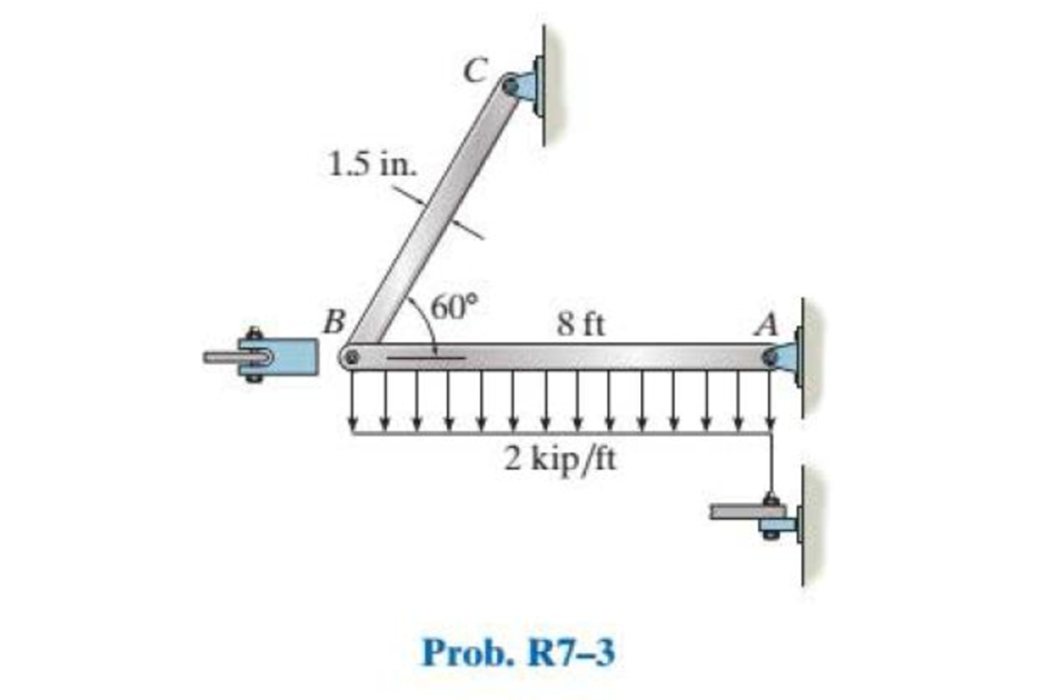 Chapter 7, Problem 3RP, Determine the required thickness of member BC and the diameter of the pins at A and B if the 