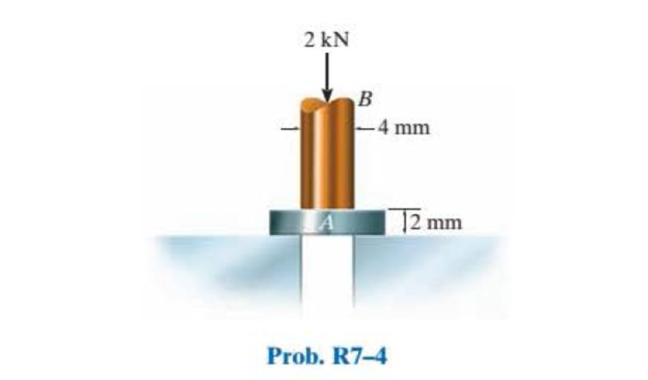 Chapter 7, Problem 4RP, The circular punch B exerts a force of 2 kN on the top of the plate A. Determine the average shear 