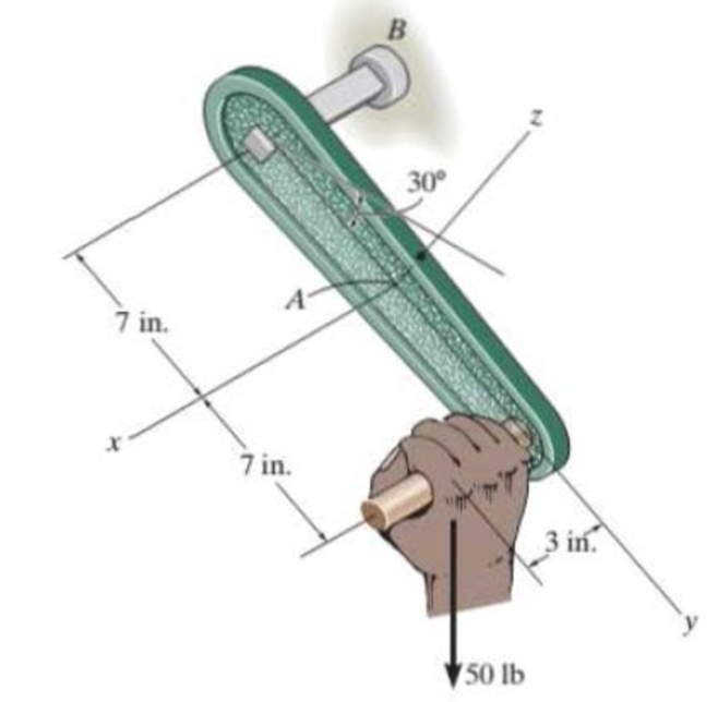 Chapter 7.2, Problem 19P, The hand crank that is used in a press has the dimensions shown. Determine the resultant internal 