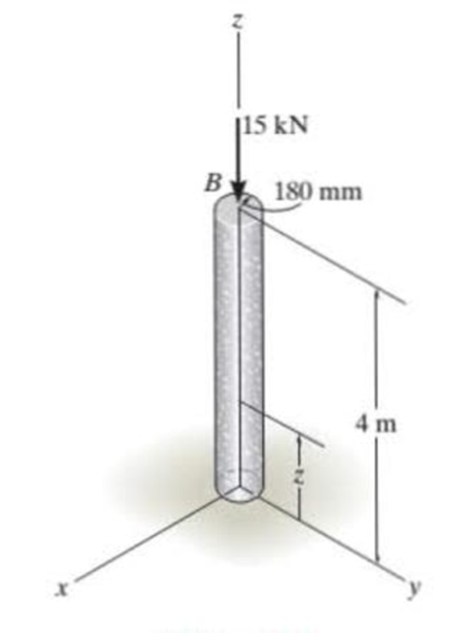 Chapter 7.5, Problem 40P, The column is made of concrete having a density of 2.30 Mg/m3. At its top B it is subjected to an 