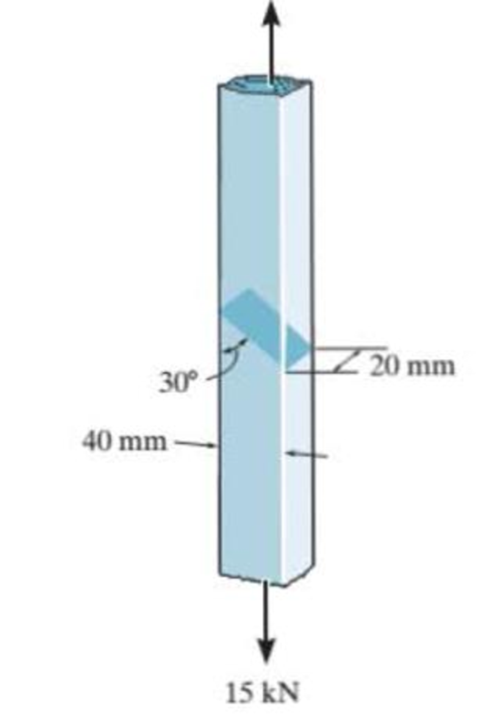 Chapter 7.5, Problem 46P, The two steel members are joined together using a 30 scarf weld. Determine the average normal and 