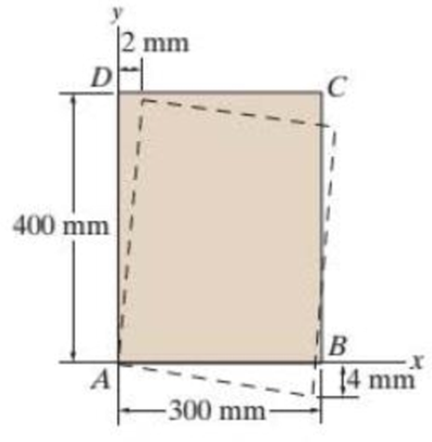 Chapter 7.8, Problem 27FP, The rectangular plate is deformed into the shape of a parallelogram shown by the dashed line. 
