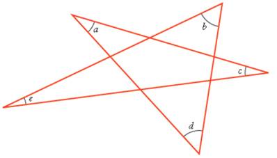 Chapter 10.1, Problem 12P, Determine the sum of the angles at the star points, a + b + c + d + e, in Figure 10.37 , without 