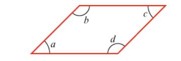 Chapter 10.4, Problem 16P, a. Given a parallelogram with angles a, b, c. and d. as in Figure 10.90 . describe how angle a is 