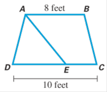 Chapter 9.3, Problem 19E, The area of trapezoid ABCD is 54 square feet and line segment DE is 6 feet long. a. Find the height 
