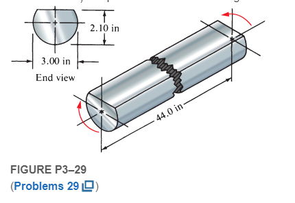 Chapter 3, Problem 29P, A 3.00 in-diameter steel bar has a flat milled on one side, as shown in Figure P329. If the shaft is 