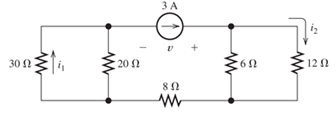 Chapter 2, Problem 2.27P, Find the voltage v and the currents i1 and 12 for the circuit shown in Figure P2.27. Figure P2.27 
