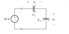 Chapter 3, Problem 3.28P, Two initially uncharged capacitors C1=15F and C2=10F are connected in series Then, a 10-V source is 