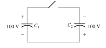 Chapter 3, Problem 3.35P, Two 1F capacitors have an initial voltage of 100 V (before the switch is closed), as shown in Figure 