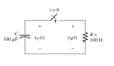 Chapter 4, Problem 4.11P, We know that the capacitor shown in Figure P4.11 is charged to a voltage of 10 V prior to t = 0. 