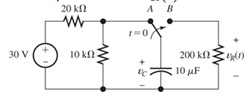 Chapter 4, Problem 4.23P, In the circuit of Figure P4.23, the switch is in position A for a long time prior to t=0 . Find 
