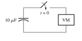 Chapter 4, Problem 4.5P, At t = 0, a charged 10{ F capacitance is connected to a voltmeter, as shown in Figure P4.5 . The 