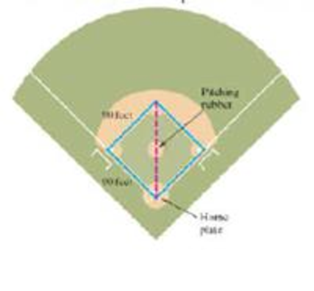 Chapter 12.1, Problem 46E, Baseball A major league baseball "diamond" is actually a square, 90 feet on a side (see the figure). 