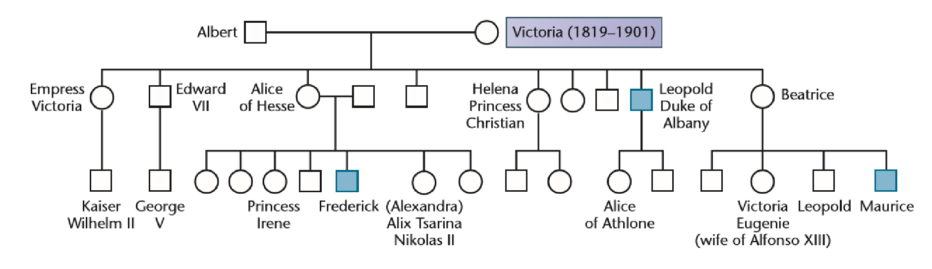 Chapter 4, Problem 43ESP, Below is a partial pedigree of hemophilia in the British Royal Family descended from Queen Victoria, 