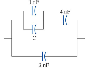 Chapter 12, Problem 11ICA, a. The equivalent capacitance of the circuit shown is 6 nF. Determine the value of C. b. The , example  2