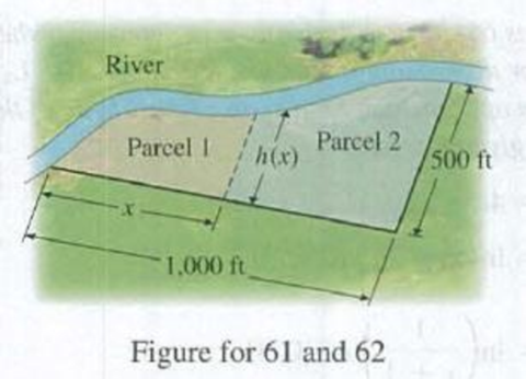 Chapter 5.4, Problem 61E, Problems 61 and 62 refer to the following figure showing two parcels of land along a river: 61. You 