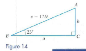 Chapter 8.1, Problem 3MP, Solve the right triangle in Figure 14. Round side lengths to one decimal place. 