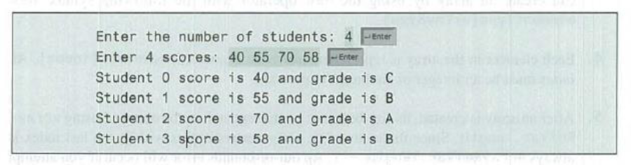Chapter 7, Problem 7.1PE, (Assign grades) Write a program that reads student scores, gets the best score, and then assigns 