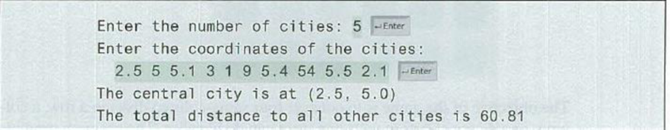 Chapter 8, Problem 8.21PE, (Central city) Given a set of cities, the central city is the city that has the shortest total 
